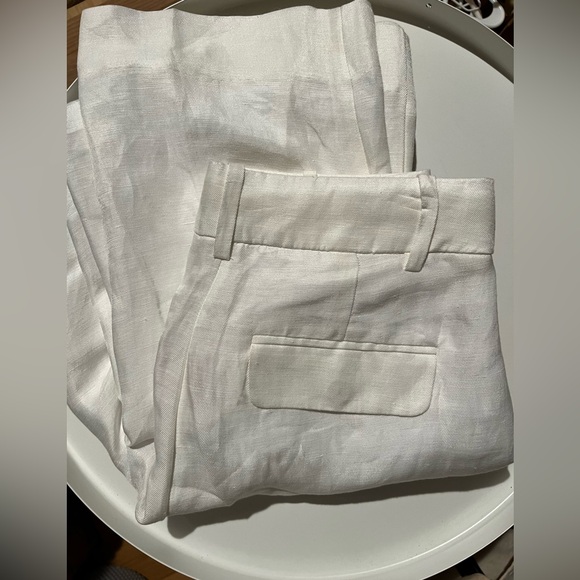 NWT J Crew Essential Linen Blend Straight Wide Leg Pants, white, size 00 - Picture 5 of 7